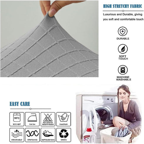 Ottoman Cover Square Ottoman Slipcover Storage Ottoman Protector Cover for Footrest Foot Stool Furniture Stretch Rhombus Jacquard Fabric with Elas...