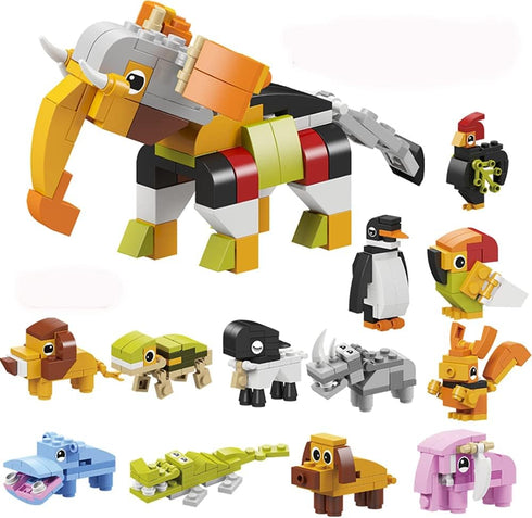 12 in 1 Mini Animal Building Block Set,Stem Building Brick Animal Kingdom Zoo Toys for Kids...