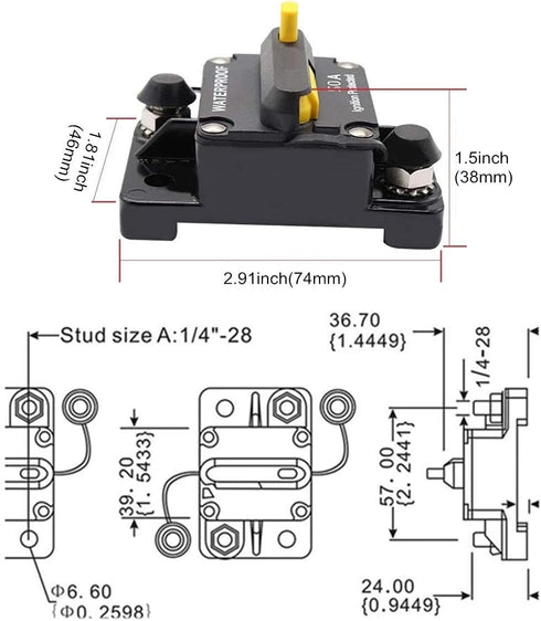 100 Amp Circuit Breaker 12V- 48V DC Manual Reset Fuse for Trolling Motor Rv Marine Boat Vehicles System Protection Waterproof (100A)...