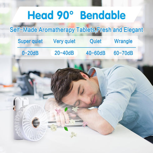 Portable Handheld Fan,6 Speeds 2400mAh Mini Desk Fan Foldable USB Design Rechargeable,Up to 6H Use Time, Personal Small Cooling Fans for Makeup Ey...