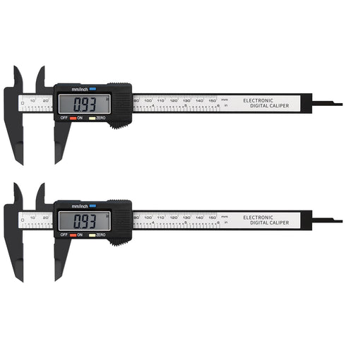 Digital Caliper, 2 Pack 6in Electronic Digital Caliper Measuring Tool, Construction with LCD Screen, Easy Switch from Inch to Millimeter(2 Pack, 6...