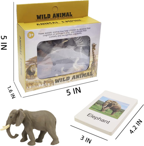 Small Montessori Animal Figures with Flash Cards, Realistic Animal Figurines Toys, Montessori Materials Homeschool Preschool Science Educational M...