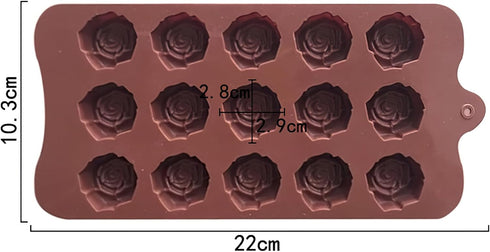 2PCS-15 Cavity Flower Non-Stick Candy Silicone Moulds 15-Cavity Mini Flower Shape Silicone Molds, Non-Stick Silicone Rose Chocolate Candy Baking M...