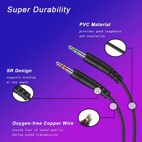 Headphone Splitter for PC 3.5mm Female to Dual 3.5mm Male Mic Audio Stereo Jack Y Splitter Cable Headphone Adapter Aux Cord, Suit for Smartphone/G...