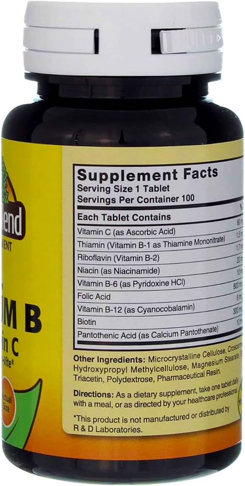 Nature's Blend Full Spectrum B with Vitamin C Powder, 100 Count (1269)...