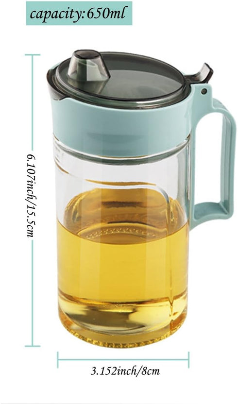TENTA KITCHEN Olive Oil Vinegar Syrups Bottle Dispenser Cruet - 650ml(22Oz) Oil Bottle Glass With No Drip Plastic Bottle Spout And Protective Cap...