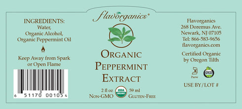 Flavorganics Organic Peppermint Extract, 2-Ounces Glass Bottles (Pack of 3)...