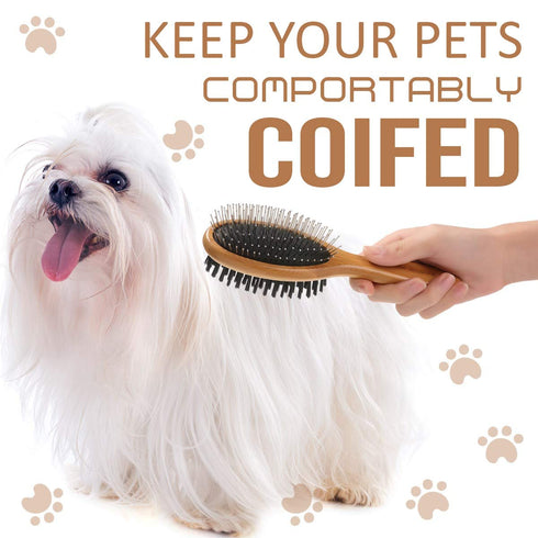 KylePet Dog Brush, Double Sided Pet Slicker Brush with Bamboo Handle for Dogs and Cats Long Hair Pets Grooming Comb for Removing Shedding, Tangles...