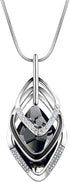 Long Chain Necklace for Women Crystal Sweater Triple Stack Zirconia Pendant Rhombic Rhinestone Pendant Necklace-Silvertone Fashion Jewelry for Wom...