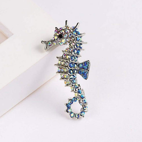 SaiDian 1 Pcs Seahorse Pin Brooch Animal Ocean Seahorse Brooch Crystal Rhinestone for Skirt Denim Bag Accessories...