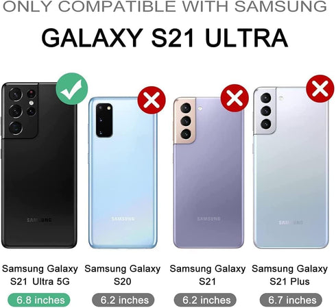 WeLoveCase for Samsung Galaxy S21 Ultra Wallet Case with Credit Card Holder & Hidden Mirror, Defender Protective Shockproof Heavy Duty Phone Cover...