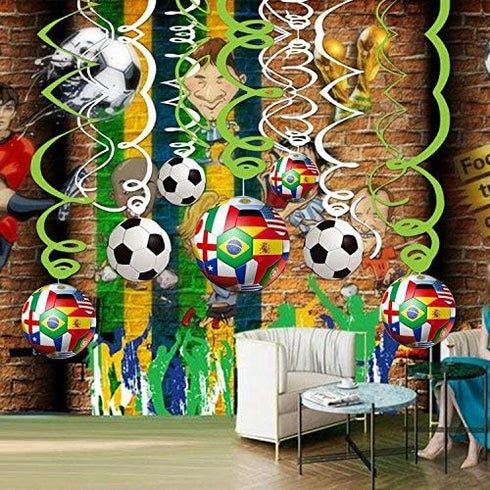 30CT Soccer Hanging Swirl for Soccer Party Supplies Theme Birthday Party Decorations...