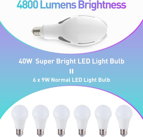 ORALUCE Super Bright LED Light Bulb 40W, ED90 E26 LED Bulb 500W Equivalent, 4000K Neutral White 4800LM, Garage Light Bulb Energy Saving Outdoor fo...
