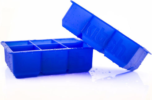 Large Cube Silicone Ice Tray, 2 Pack by Kitch, Giant 2 Inch Ice Cubes Keep Your Drink Cooled for Hours - Cobalt Blue...