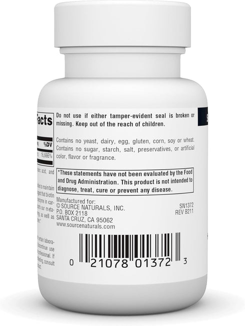 Source Naturals Biotin 5,000 MCG • 60 TABLETS...