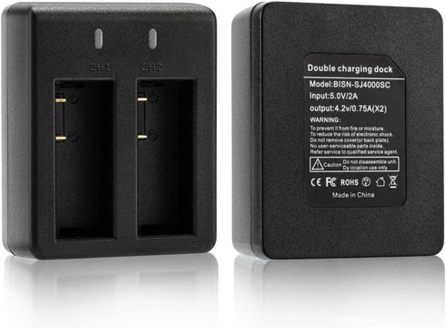Action Camera Battery Pack, 1350mAh Rechargeable Battery(3-Pack) with USB Dual Charger for Sports Camera, Compatible with AKASO EK7000/CAMPARK/CRO...