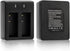 Action Camera Battery Pack, 1350mAh Rechargeable Battery(3-Pack) with USB Dual Charger for Sports Camera, Compatible with AKASO EK7000/CAMPARK/CRO...