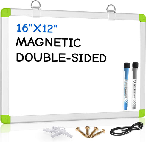 CUHIOY Dry Erase Board 12 x 16 inches Whiteboard for Wall, Double Sided Lapboard with 2 Marker Pens, Portable Hanging White Boards for Office, Hom...