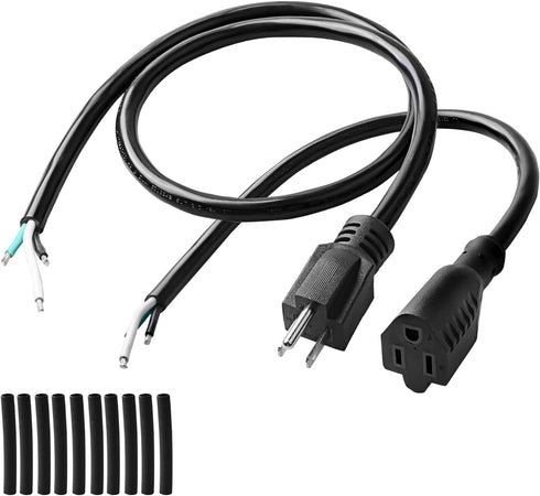 QTEATAK Male and Female Connector Extension Cord 125V 15A 2-Pole 3-Wire 50cm Female Connector and 100cm Male Straight Blade Plug with AWG12 Cables...