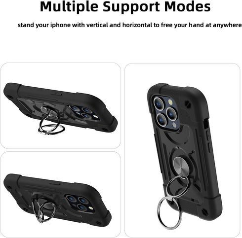 MARKILL Compatible with iPhone 15 Pro Max Case 6.7 Inch with Double Ring Stand, Heavy-Duty Military Grade Shockproof Phone Cover for iPhone 15 Pro...