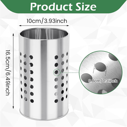 EORTA Stainless Steel Kitchen Utensil Holder Flatware Cylinder Silverware Draining Organizer Drying Rack with Round Drain Holes for Forks, Knives,...