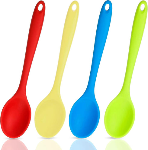 4 Pcs Mixing Spoons for Cooking, 8" Small Silicone Spoons Nonstick Heat Resistant Kitchen Spoon Silicone Serving Spoon Stirring Spoon for Kitchen ...