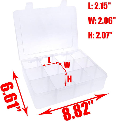 12 Grids Divided Storage Container Adjustable Hard Plastic Component Case with Removable Dividers for Items Organizing Storing...