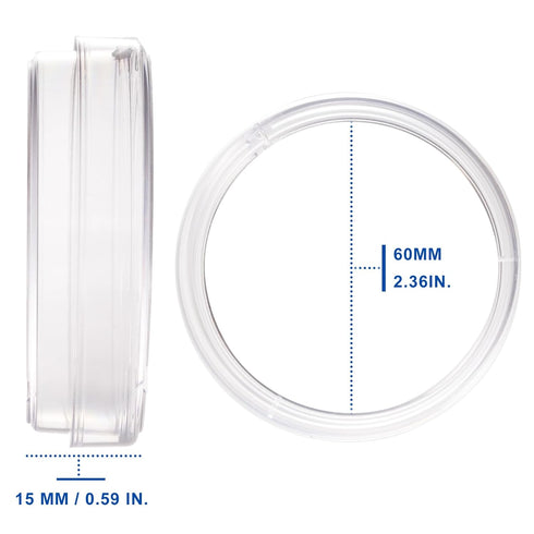 30 Pack 60 x 15 mm Plastic Petri Dishes with Lids, Petri Dish, Deep Clean, Lab Petri Dish for Mycology Supplies, Plants, School Science Project, L...