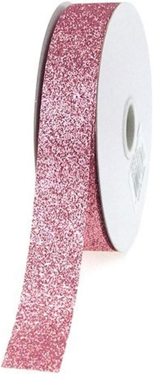Homeford Firefly Imports Glitter Ribbon Wrapping, 7/8-Inch, 25 Yards, Light Pink, 7/8"...