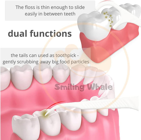 Professional Dental Flossers by The Smiling Whale, Extra Strong Flosser Pick, Dental Floss (Floss Picks in Automatically Pop Out Storage Box)...