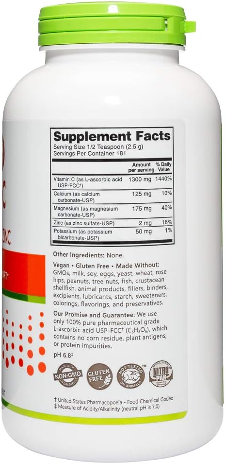 NutriBiotic - Hypo-Aller C Powder Vitamin C & Minerals, 16 Oz | 1300 Mg Vitamin C for Antioxidant & Collagen Support | Buffered with Calcium, Magn...