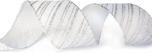 Christmas Ribbon Wired, 6 Rolls 2.5 Inch 36 Yard Silver Sheer Glitter Organza Wired Edge Ribbons for Christmas Tree, Gift Wrapping, Assortment Rib...