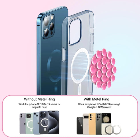 Silicone Suction Phone Case Magnetic Phone Mount, Silicon Hands-Free Phone Accessory for iPhone and Android, Mirror Shower Phone Holder, Tiktok Vi...