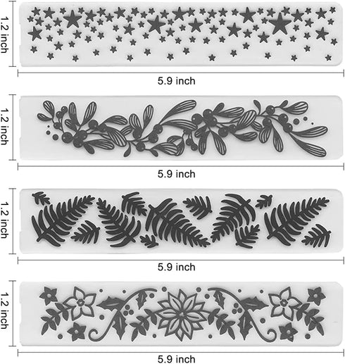 4 Patterns Plastic Template Embossing Folders for Card Making, Stars Leaves Flower DIY Plastic Scrapbooking Photo Album Card Paper DIY Craft Decor...