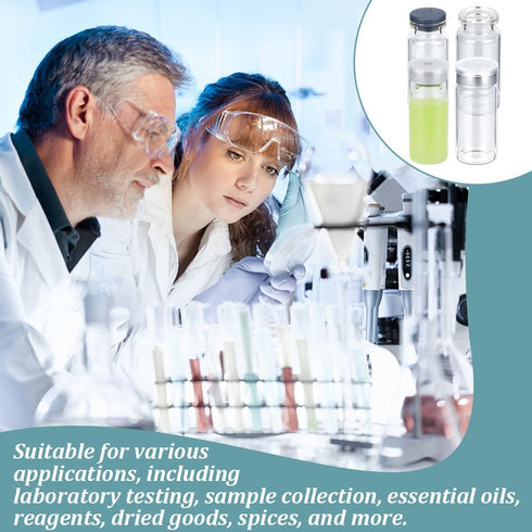 OLYCRAFT 30 Sets 10ml/0.34oz Clear Sealed Sample Vials Glass Sample Vials with Rubber Stopper and Plastic Aluminum Top Caps Glass Lab Sample Vials...