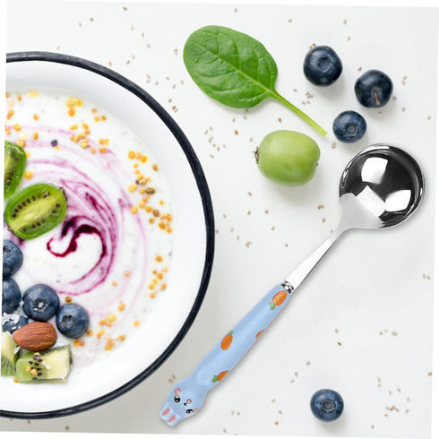4pcs Bunny Dessert Spoon Stir Bar Espresso Spoons Bunny Ice Cream Spoons Asian Soup Spoons Serving Spoons Stainless Steel Rabbit Design Spoons Chi...