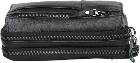 Hebetag Leather Clutch Purse Wallet for Men Organizer Holder Wrist Wristlet Bag Business Pack Handbag Black...