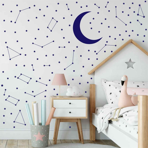 Melissalove 190 Gold Star Constellation Wall Decal Kids Bedroom Removable Decoration Outer Space Nursery Sticekrs Zodiac Astronomy Art Mural Decor...