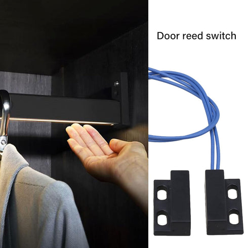 Bstinay AC110-220V Door Window Reed Switch Black Normally Open Magnetic Door Contacts Switch...
