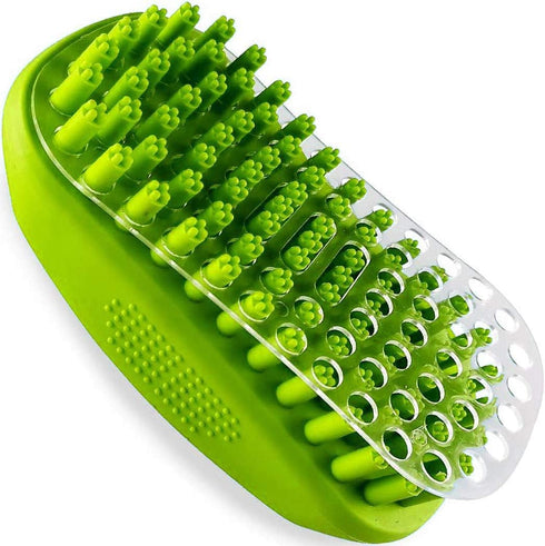 Rubber Dog Bath & Massage Brush, Cat Shampoo Brush Scrubber Shower Wash Scrub Curry Comb with Soft Silicone Bristles for Short & Long Hair Pets...