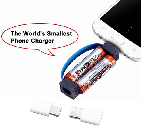CACACOL Portable Magnetic AA/AAA Battery Phone Emergency Charger with MicroUSB-Lightning Adapter and MicroUSB-TypeC Adapter Suit for Cell Phone Sm...
