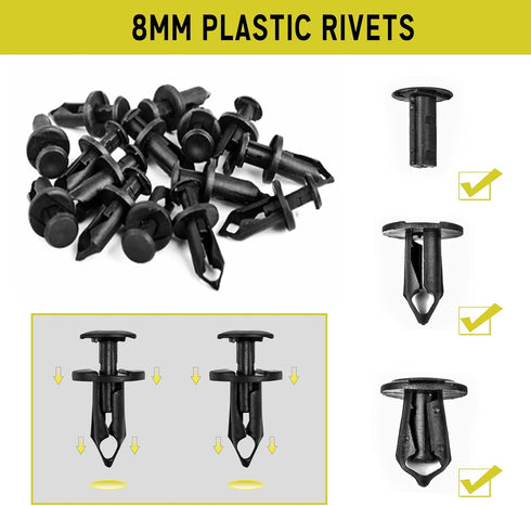 Xislet 45PCS Universal Style Engine Under Cover Splash Shield Guard Body Bolts Bumper Fender Liner Push Retainer Fastener Rivet Clips Compatible w...