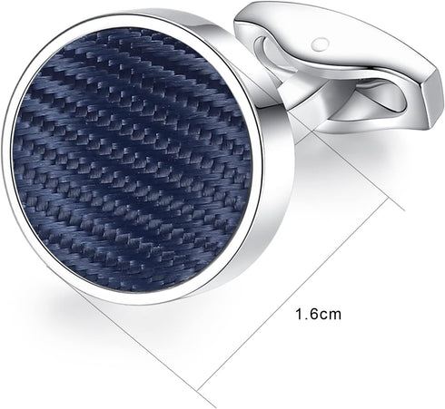 HONEY BEAR Fabric Nylon Stripe Pattern Cufflinks Round for Mens Shirt Business Wedding Gift...