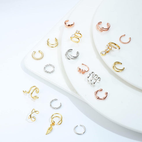 HAIAISO 18 Pcs Gold Ear Cuffs for Women Non Piercing Adjustable Ear Cuff Earrings Clip On Cartilage Helix Wrap Ear Jewelry Set...