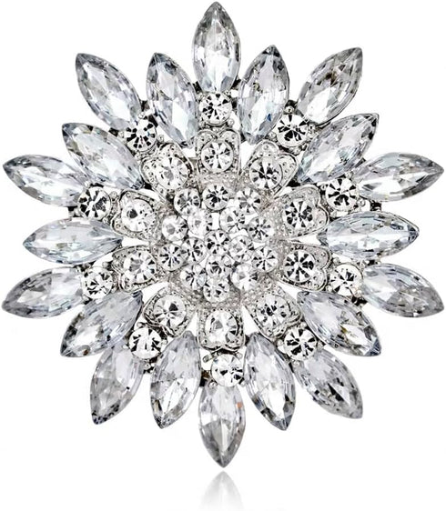 Exquisite Crystal Flower Corsage Bouquet Brooch Pin for Women Girls Rhinestone Floral Lapel Pins Clip Sweater Coat Scarves Dress Suit Badges Brooc...