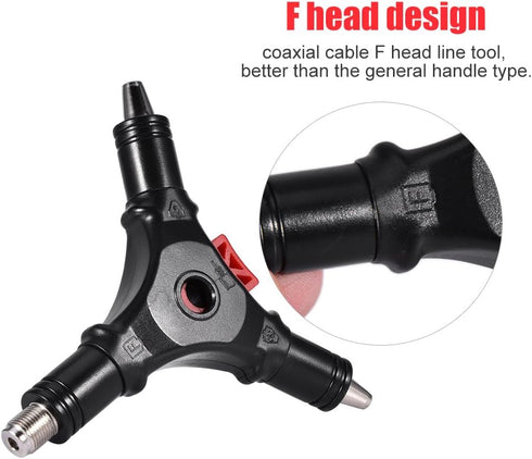 3 in 1 F Plug Coaxial Compression Tool F Head RG59 RG6 Connector Coax Cable Stripper Coaxial Installation Fitting Tool for Digital TV...