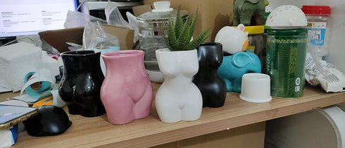 Cute 4.69 inch Body Shaped Ceramic Succulent Cactus Air Plant Body Art Modern Flower Pots Planter - Plant Not Included (Rose Pink)...
