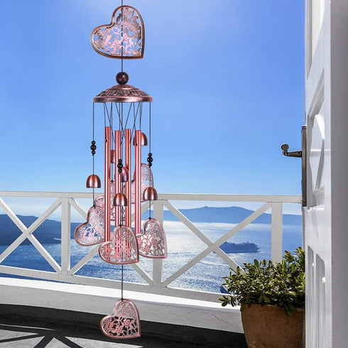 Garden Loving Heart Wind Chimes Outdoor Indoor Decor, Hand-Made Heart Musical Wind Chime, Mobile Wind Catcher Romantic Wind-Bell for for Home, Mom...