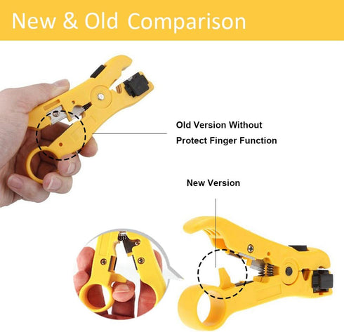 Universal Cable Stripper Cutter for Flat or Round UTP Cat5 Cat6 Wire Coax Coaxial Stripping Tool...