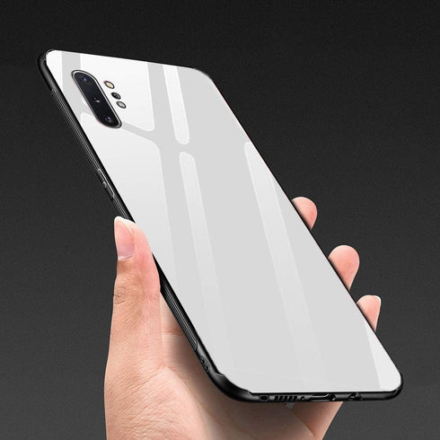 Designed for Samsung Galaxy Note 10 Plus Cases with Tempered Glass Quality Back+TPU Frame Hybrid Shell,Slim Covers,Anti-Drop,White...